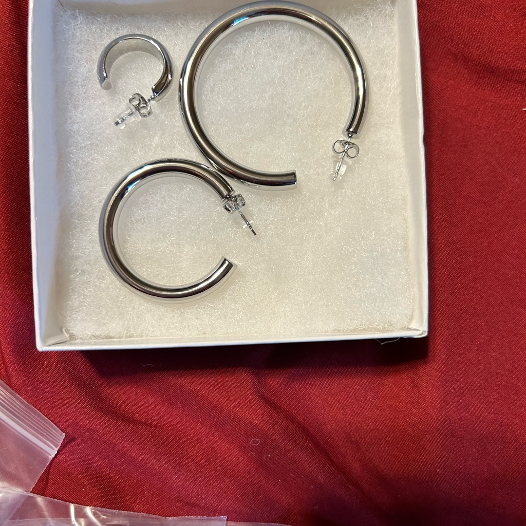 3 Pair Of Elegant Silver Hoop Earrings